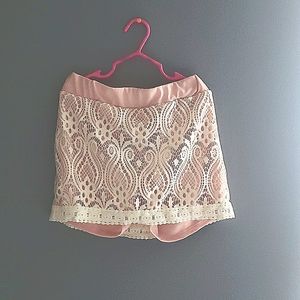 Mini Skirt with Light Pink Shorts Underneath